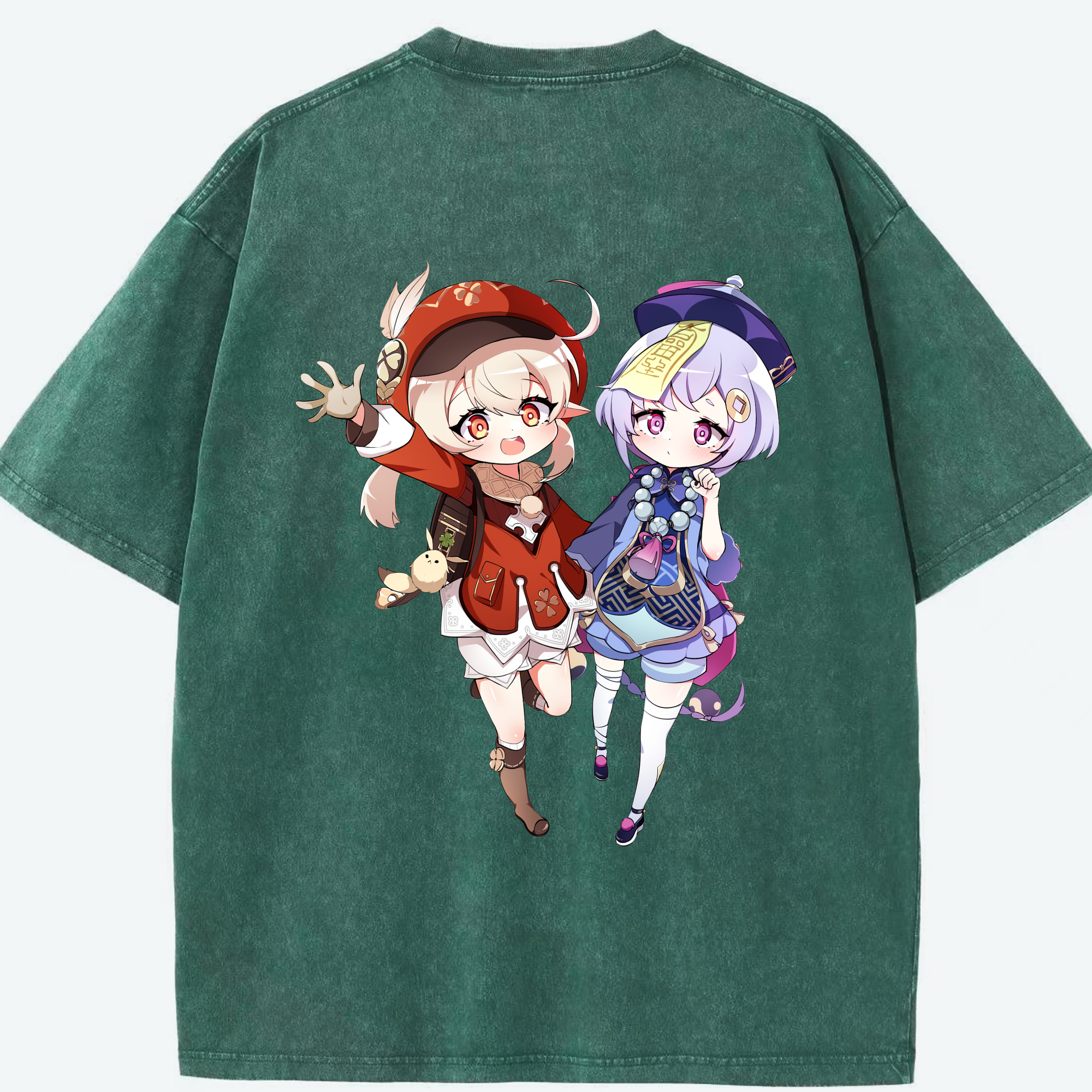 げんし神 七七 なな  genshin Nana 綿100% ヴィンテージ風 半袖Tシャツ（背面プリント）